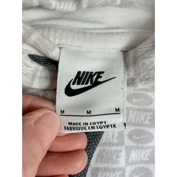 Men NIKE All Over Print White Gray Hoodie Sweatshirt Medium Hooded - Picture 3 of 6